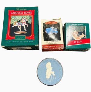 Hallmark Keepsake Christmas Ornaments Carousel Horse Betsey Clark TV Break Santa